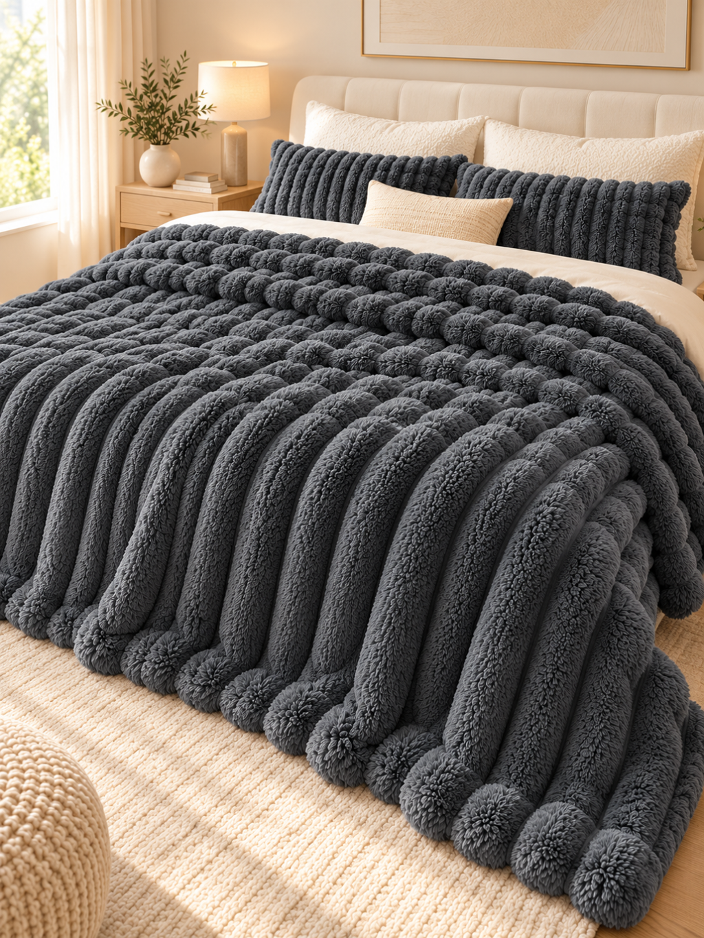 Flannel Fleece Striped Throw Blanket