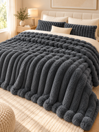 Flannel Fleece Striped Throw Blanket