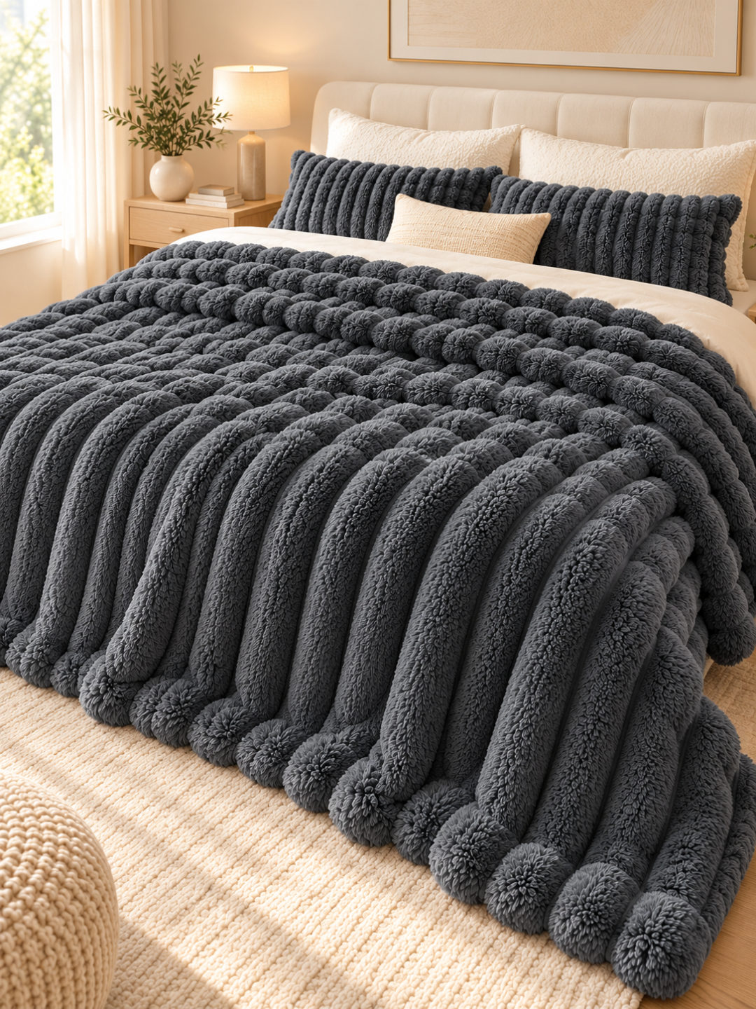 Flannel Fleece Striped Throw Blanket