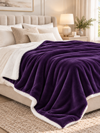 Sherpa Fleece Reversible Throw Blanket