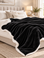 Sherpa Fleece Reversible Throw Blanket