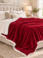 Sherpa Fleece Reversible Throw Blanket