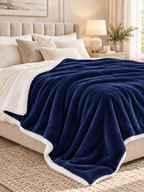 Sherpa Fleece Reversible Throw Blanket