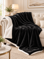 Sherpa Fleece Reversible Throw Blanket