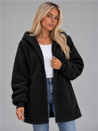 Women’s Longline Plush Teddy Hoodie Jacket