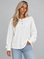 Women's Waffle Knit Button-Up Top