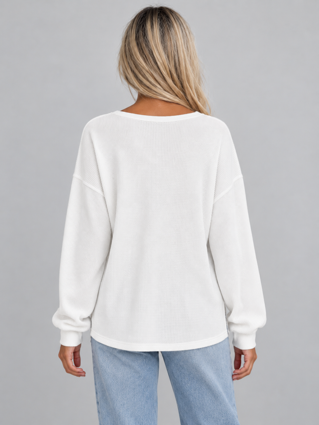 Women's Waffle Knit Button-Up Top