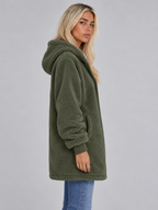 Women’s Longline Plush Teddy Hoodie Jacket