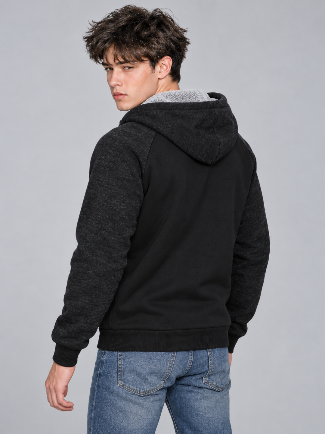 Men's Sherpa-Lined Hooded Fleece Jacket