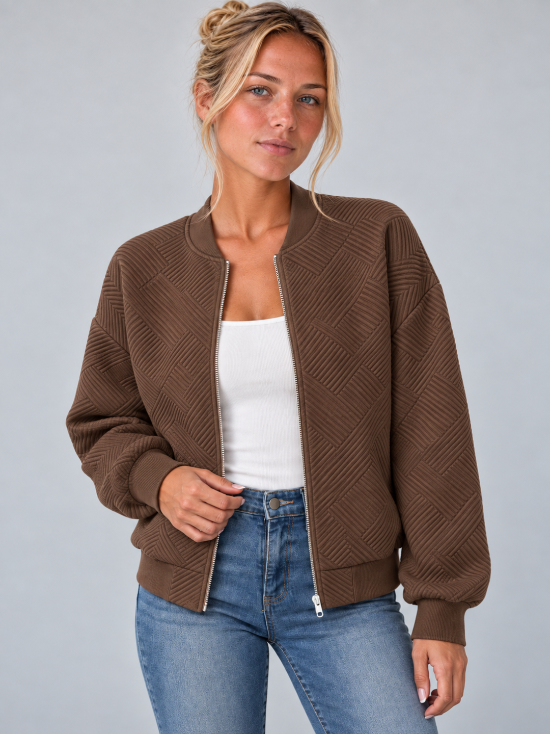 Women's Drop Shoulder Zip-Up Jacket