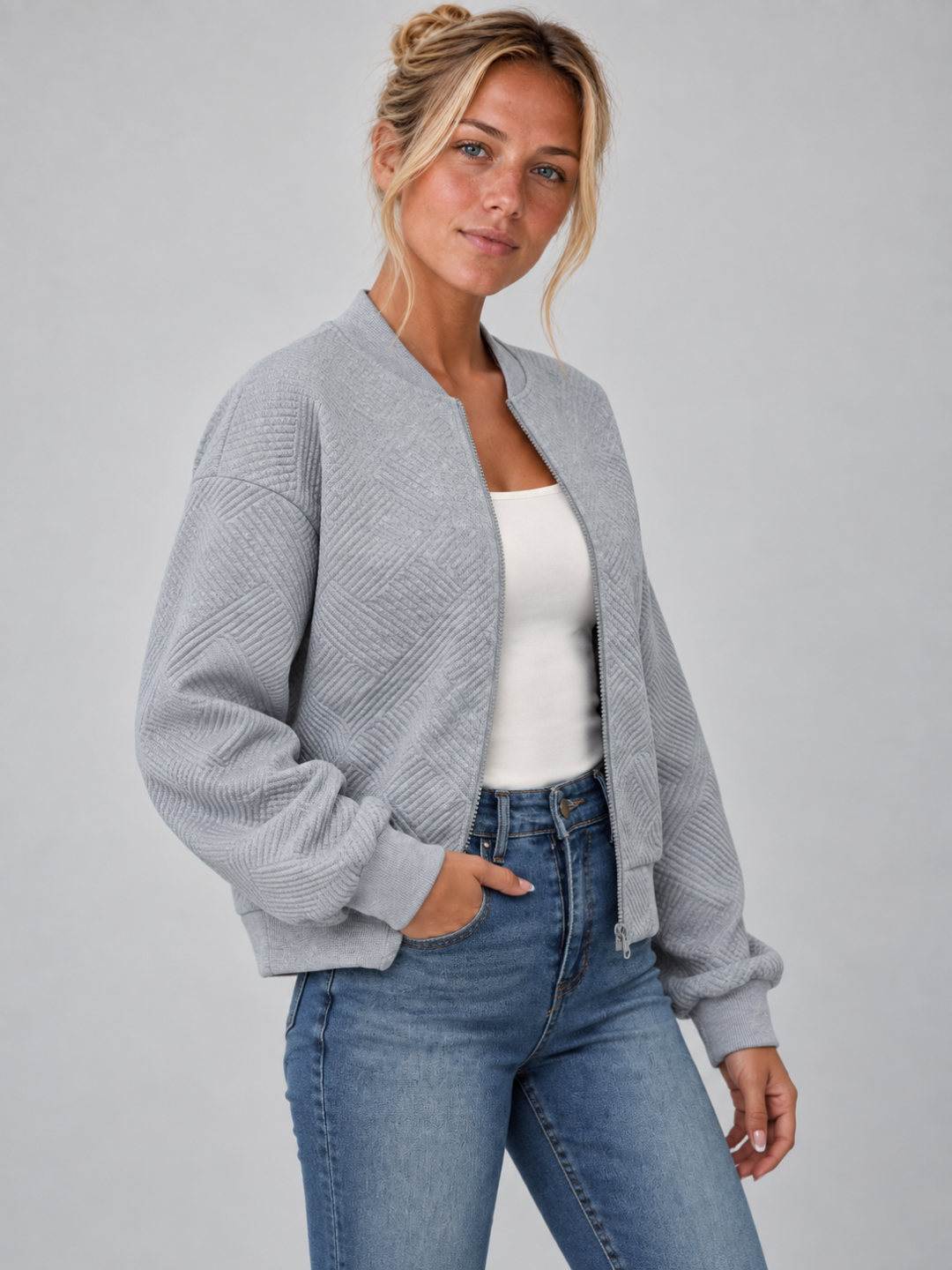 Women's Drop Shoulder Zip-Up Jacket