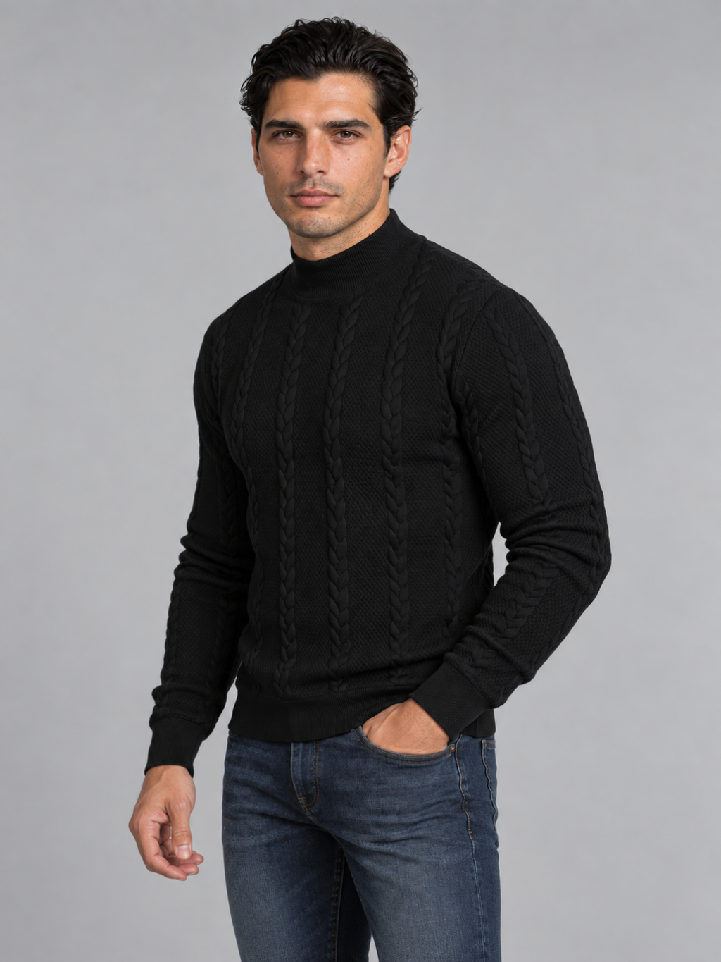 Men's Polo Neck Knitted Jumper