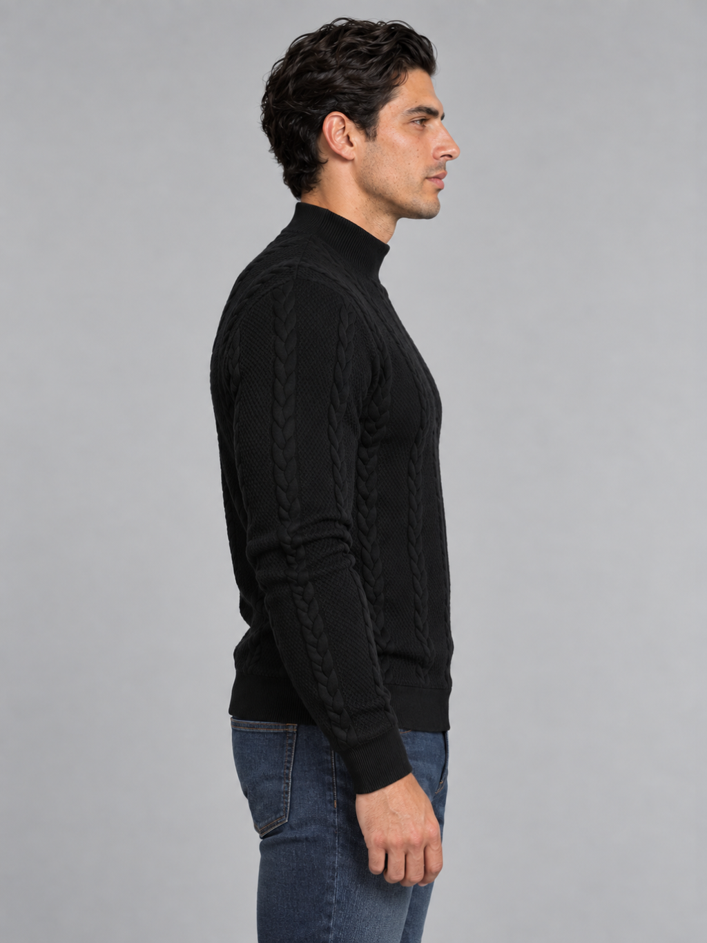 Men's Polo Neck Knitted Jumper