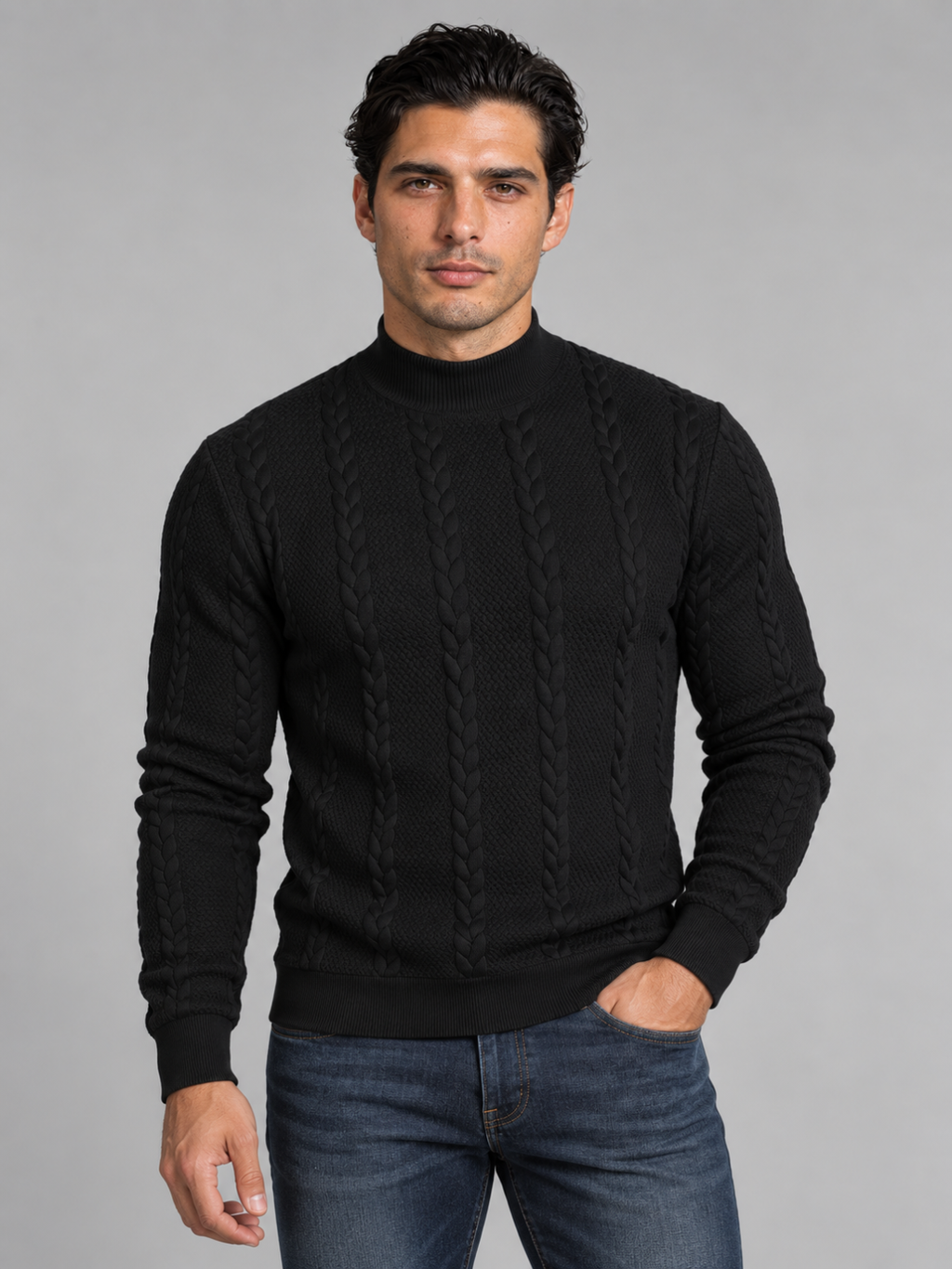 Men's Polo Neck Knitted Jumper