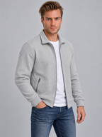 Men's Waffle Texture Zip-Up Shirt Jacket