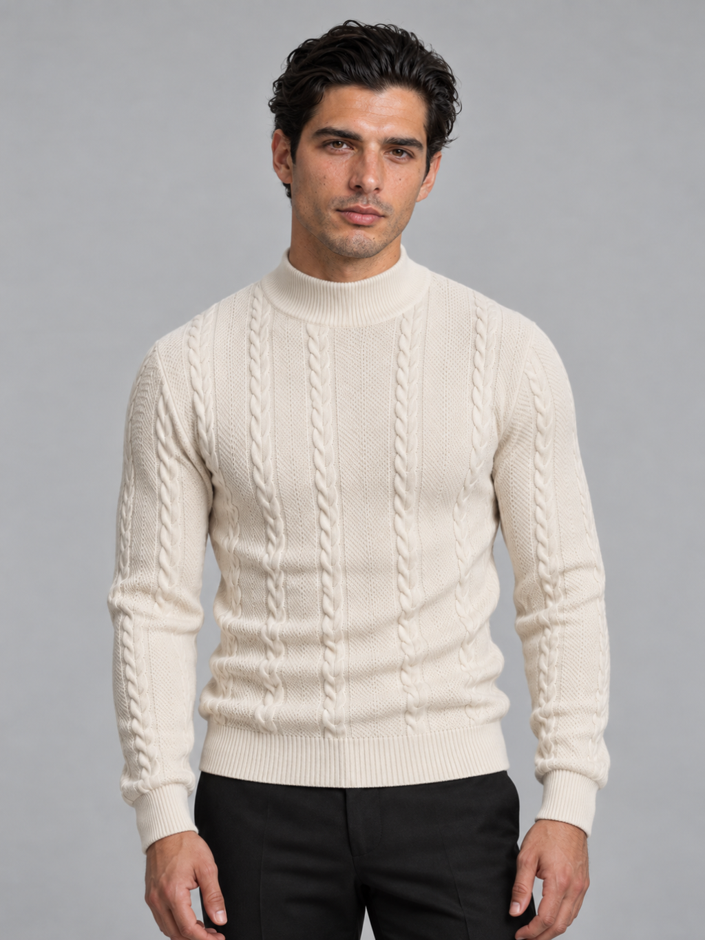 Men's Polo Neck Knitted Jumper