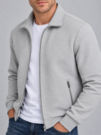 Men's Waffle Texture Zip-Up Shirt Jacket