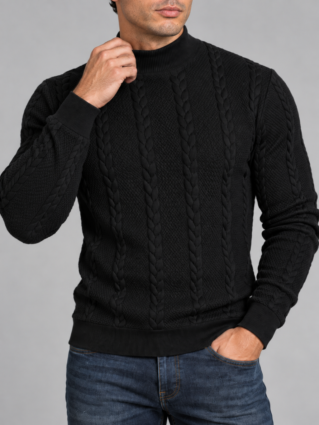 Men's Polo Neck Knitted Jumper