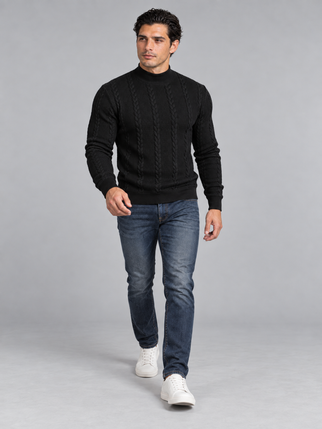 Men's Polo Neck Knitted Jumper