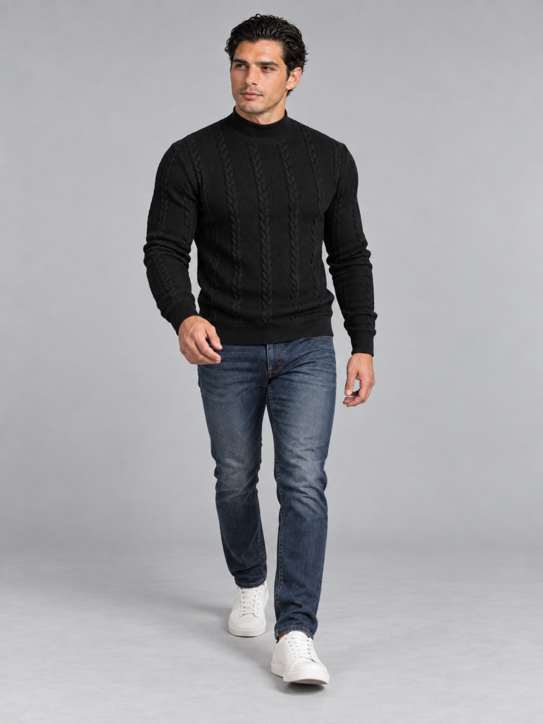 Men's Polo Neck Knitted Jumper