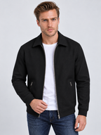 Men's Waffle Texture Zip-Up Shirt Jacket