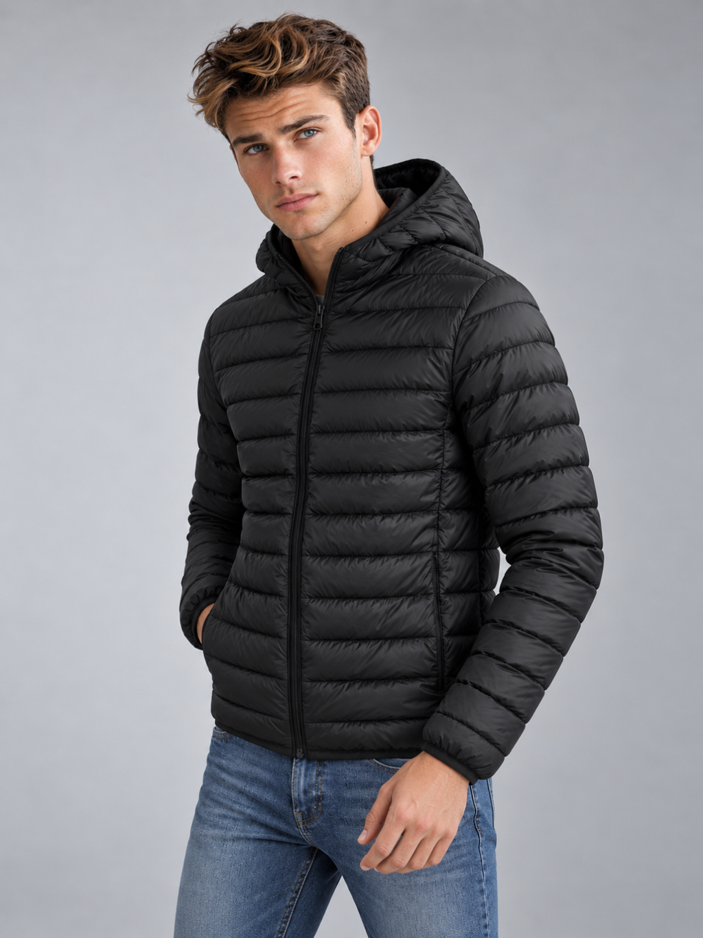 Men's Lightweight Hooded Puffer Jacket
