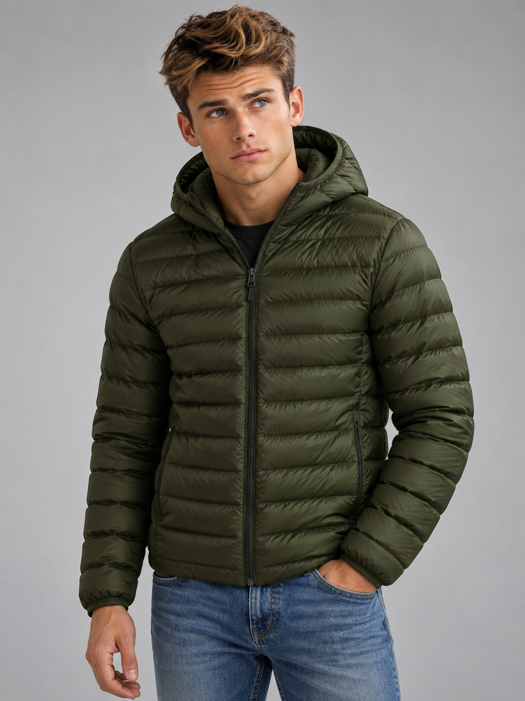 Men's Lightweight Hooded Puffer Jacket