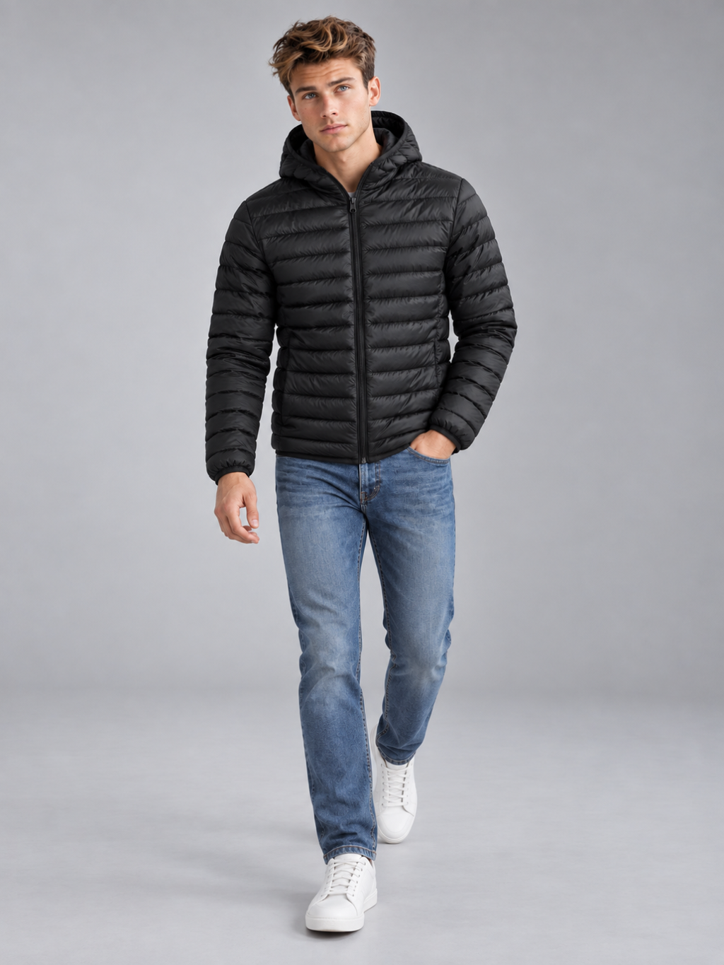 Men's Lightweight Hooded Puffer Jacket