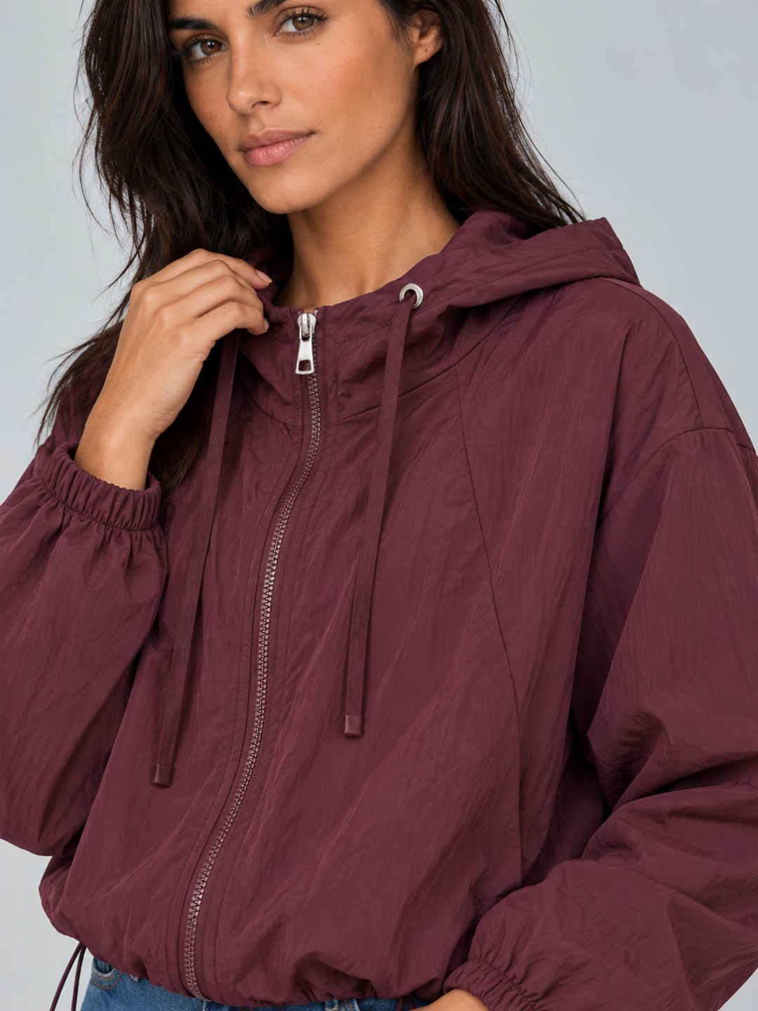 Women's Lightweight Hooded Windbreaker Jacket