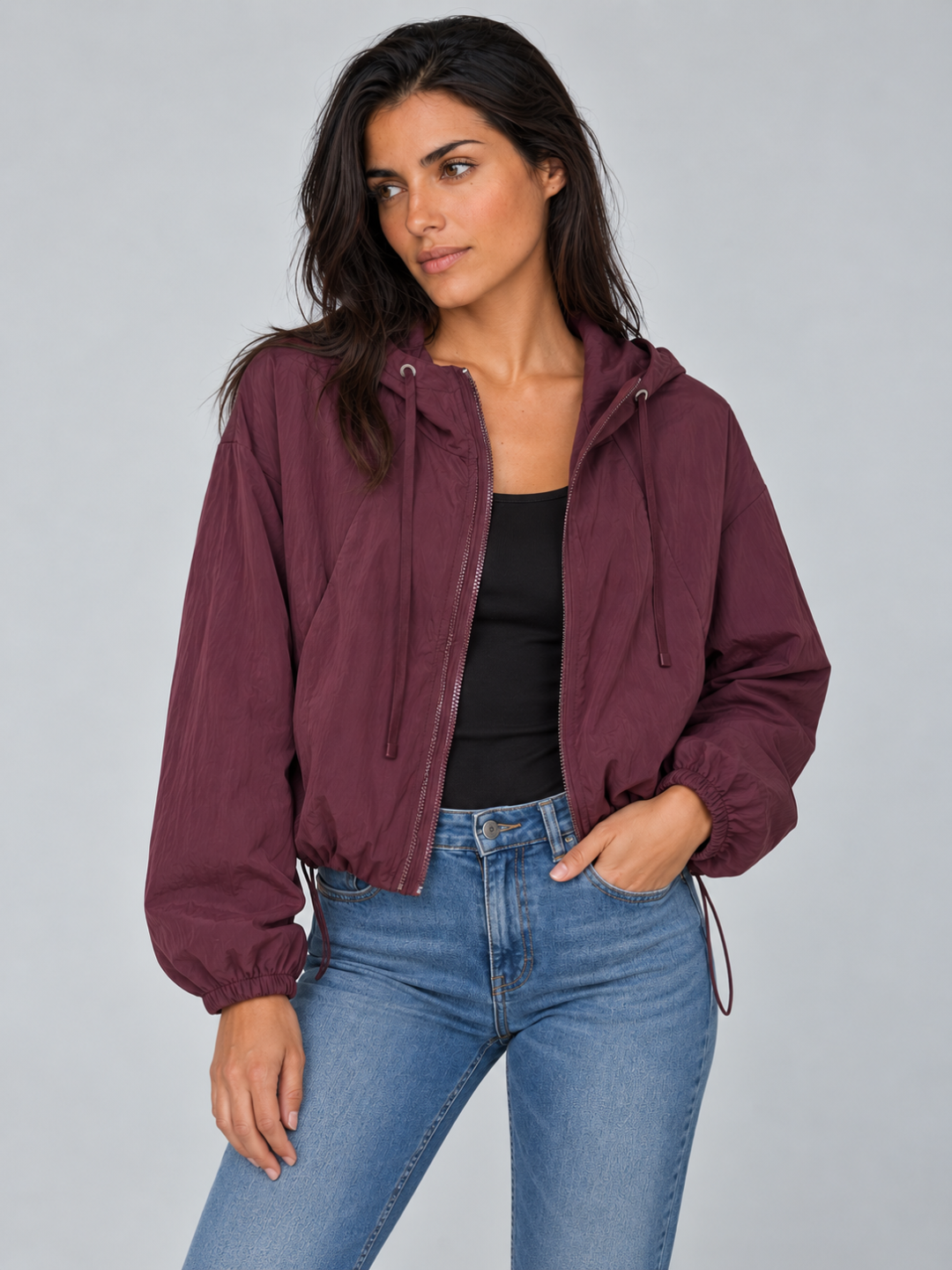 Women's Lightweight Hooded Windbreaker Jacket