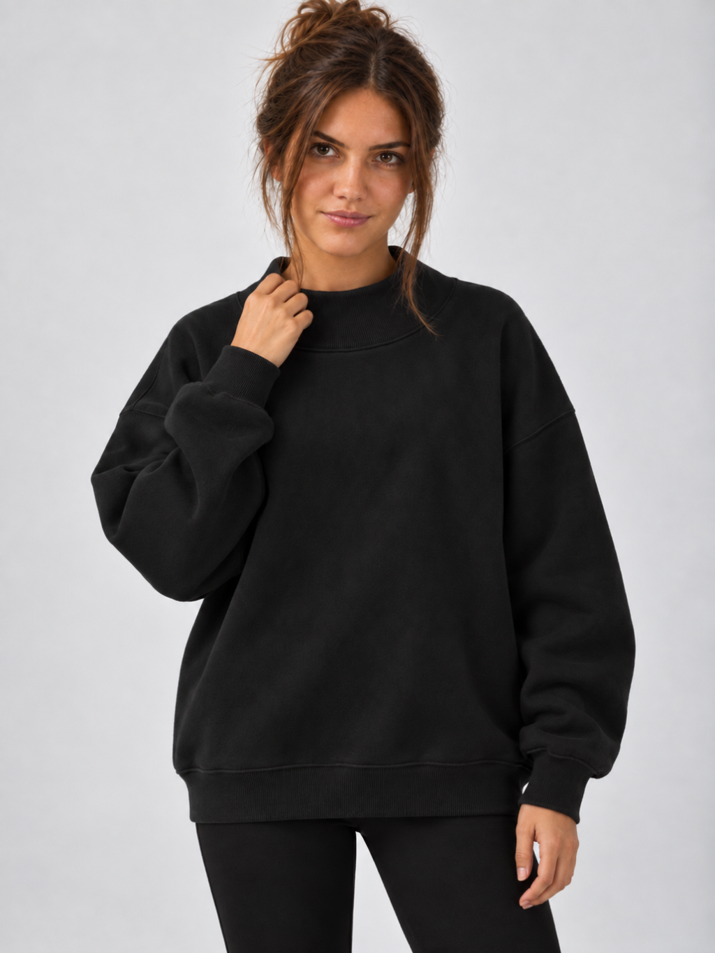 Women's Oversized Mock Neck Fleece Pullover