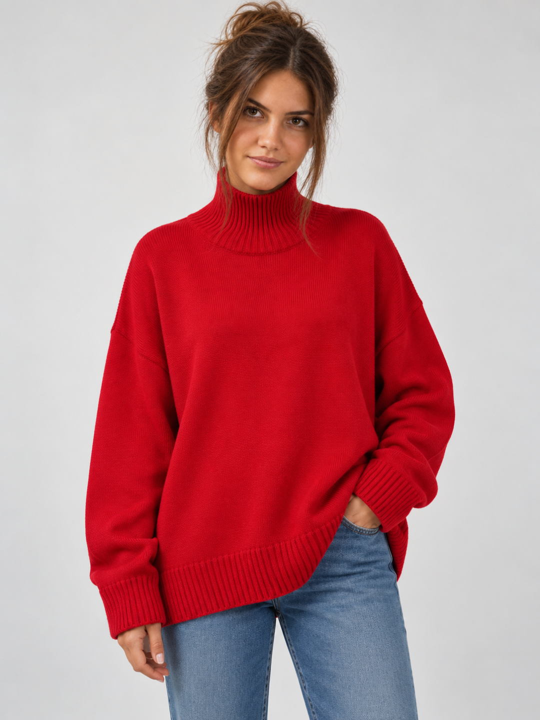 Women's Oversized Turtleneck Knitted Jumper