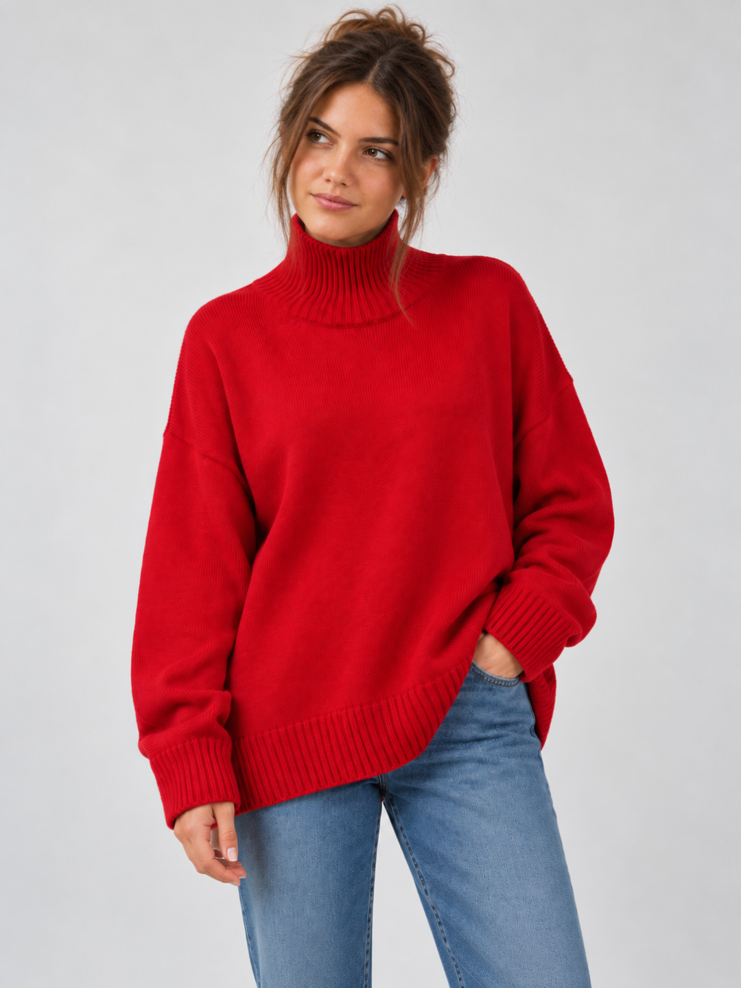 Women's Oversized Turtleneck Knitted Jumper
