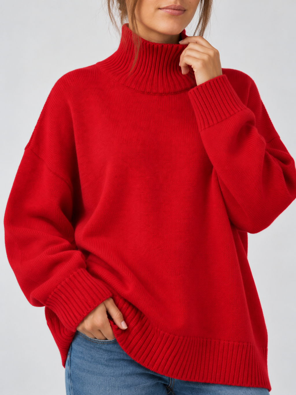 Women's Oversized Turtleneck Knitted Jumper
