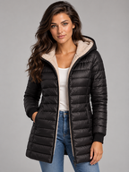 Women's Mid-Length Faux Fur Lined Puffer Coat