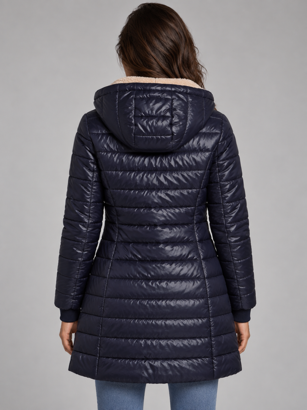 Women's Mid-Length Faux Fur Lined Puffer Coat