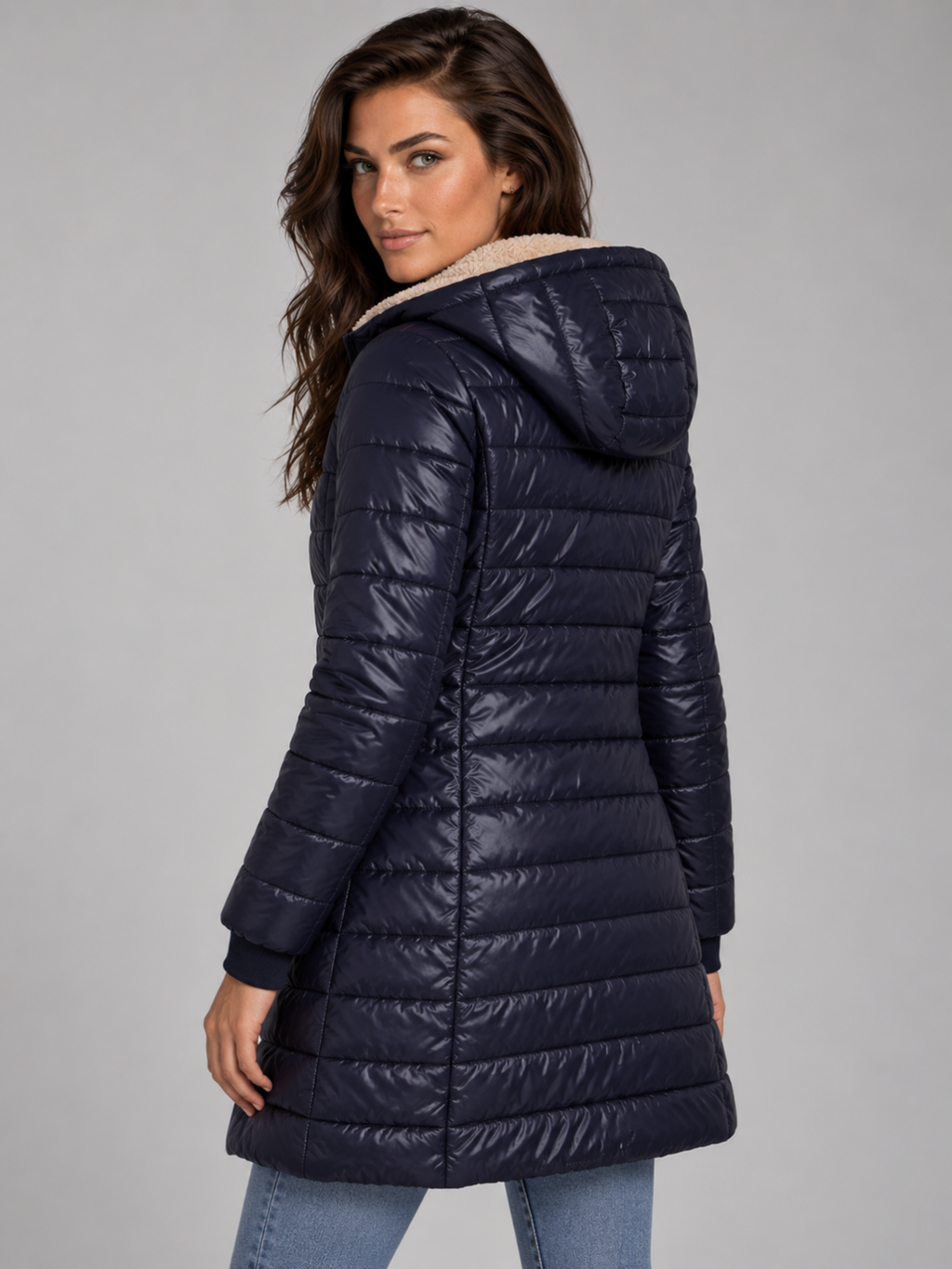 Women's Mid-Length Faux Fur Lined Puffer Coat