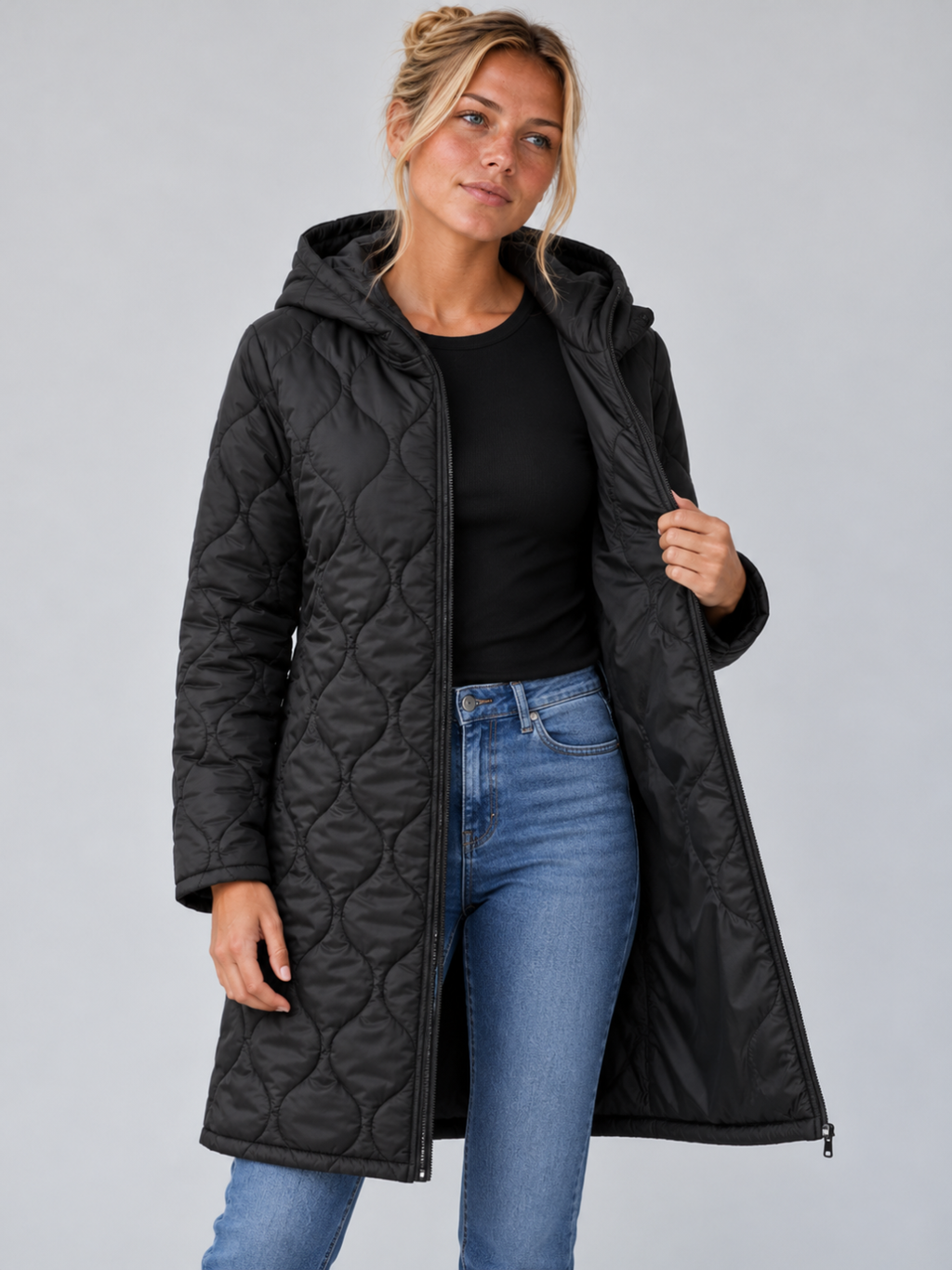 Women's Longline Hooded Puffer Coat