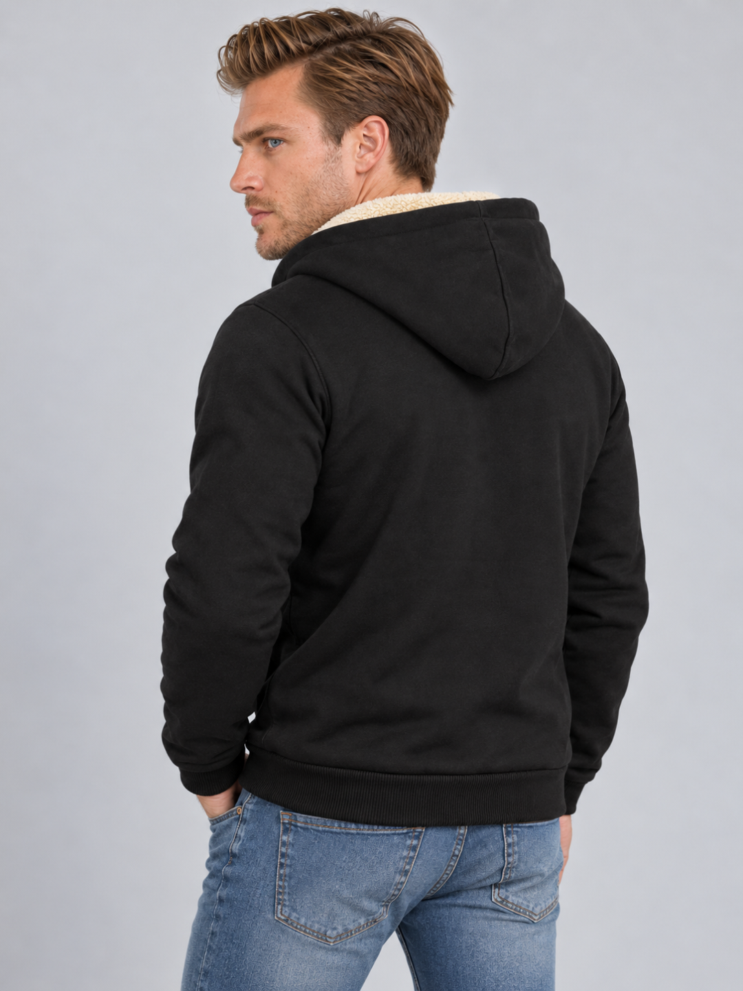 Men's Sherpa-Lined Zip-Up Hoodie