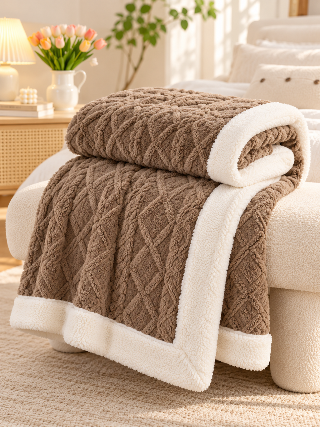 Sherpa Coral Fleece Throw Blanket