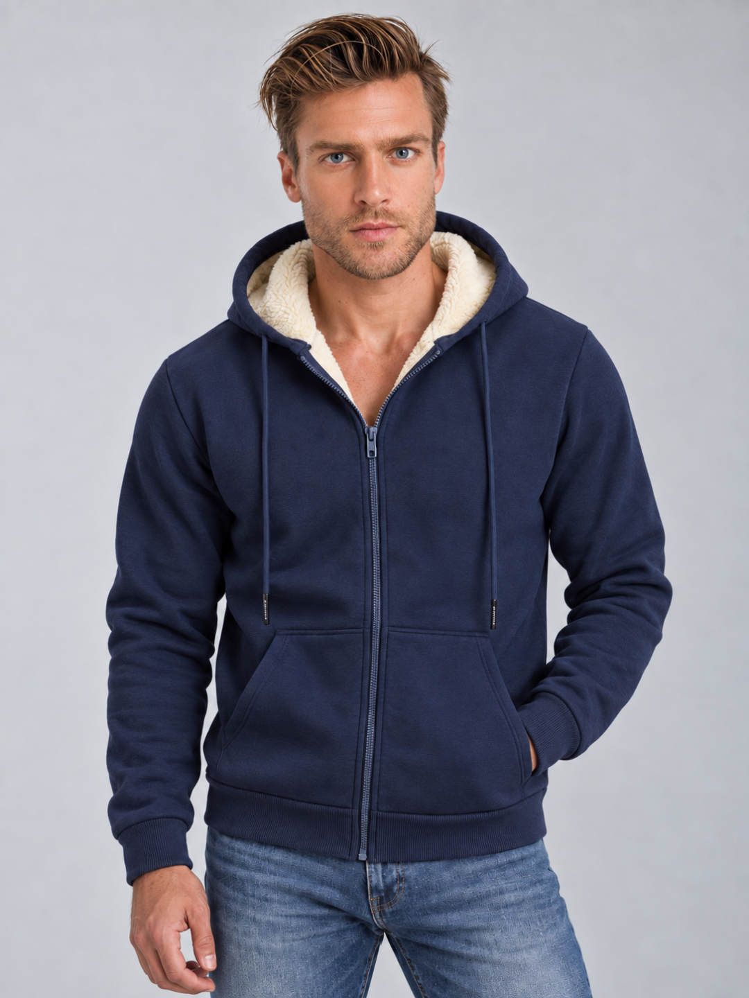 Men's Sherpa-Lined Zip-Up Hoodie