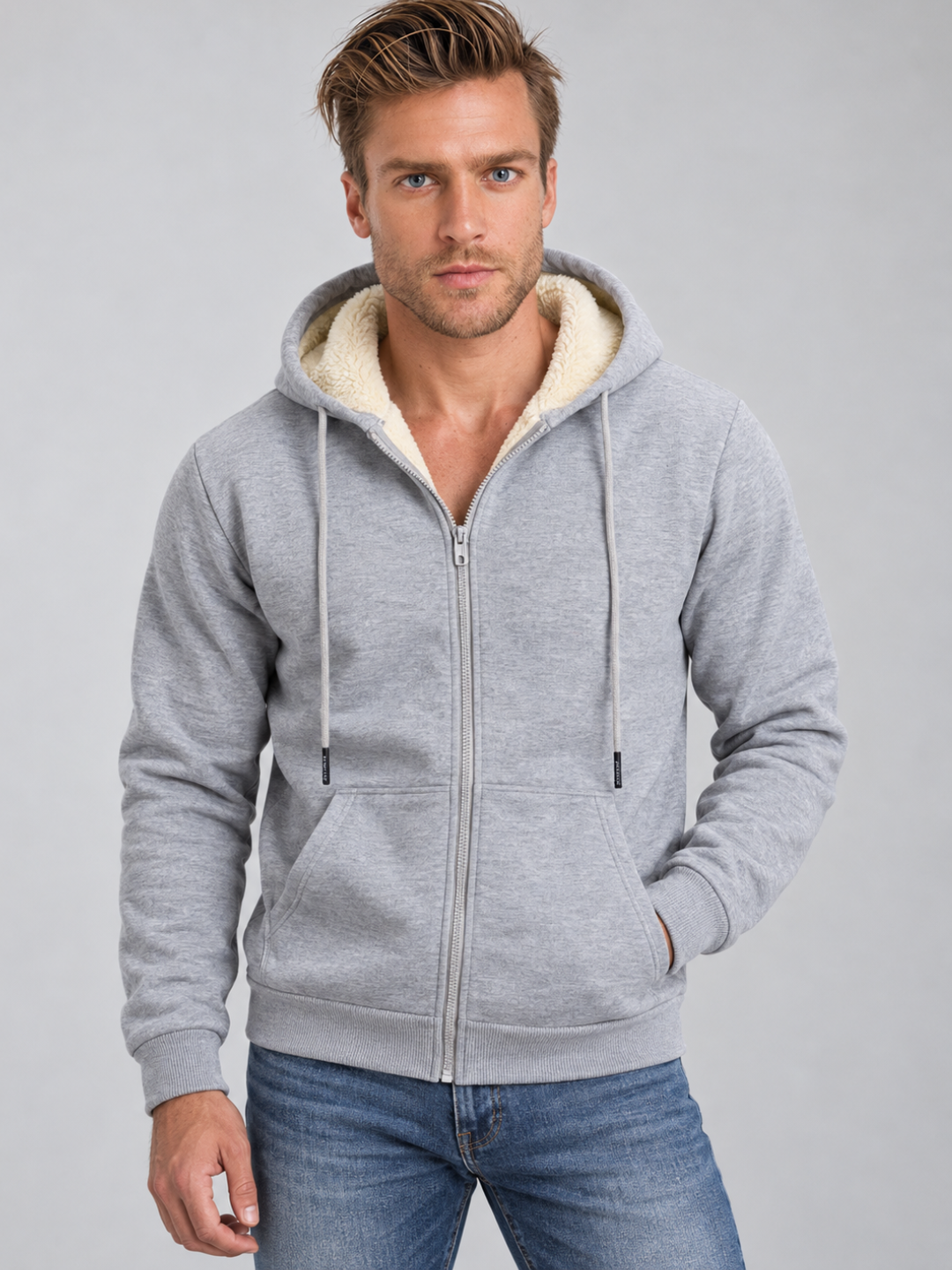 Men's Sherpa-Lined Zip-Up Hoodie