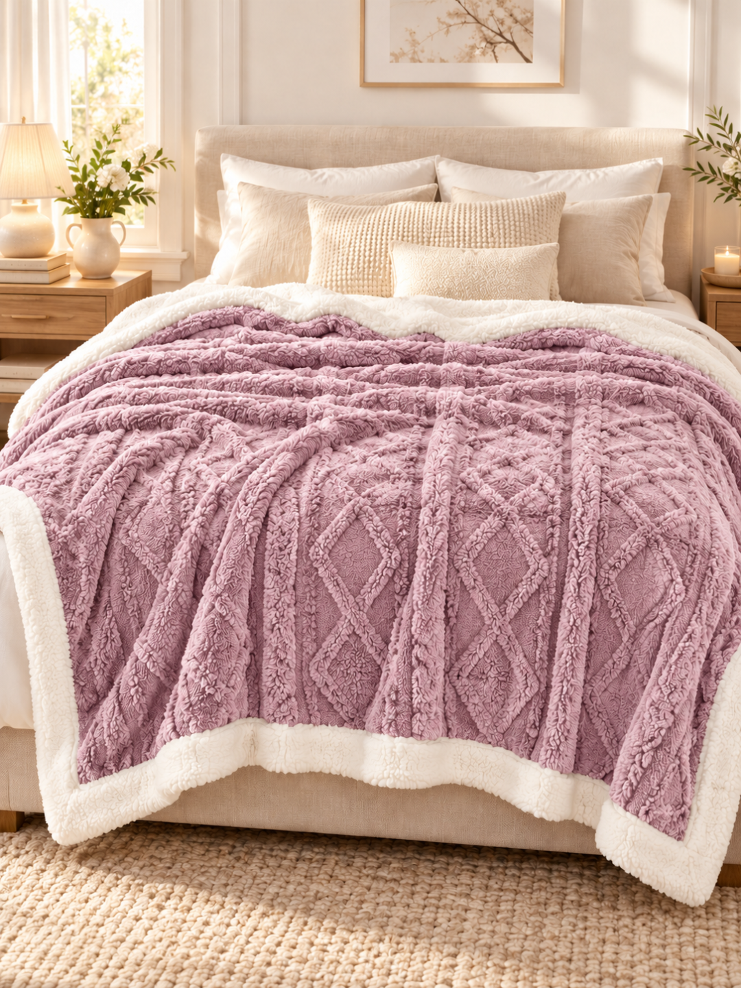 Sherpa Coral Fleece Throw Blanket