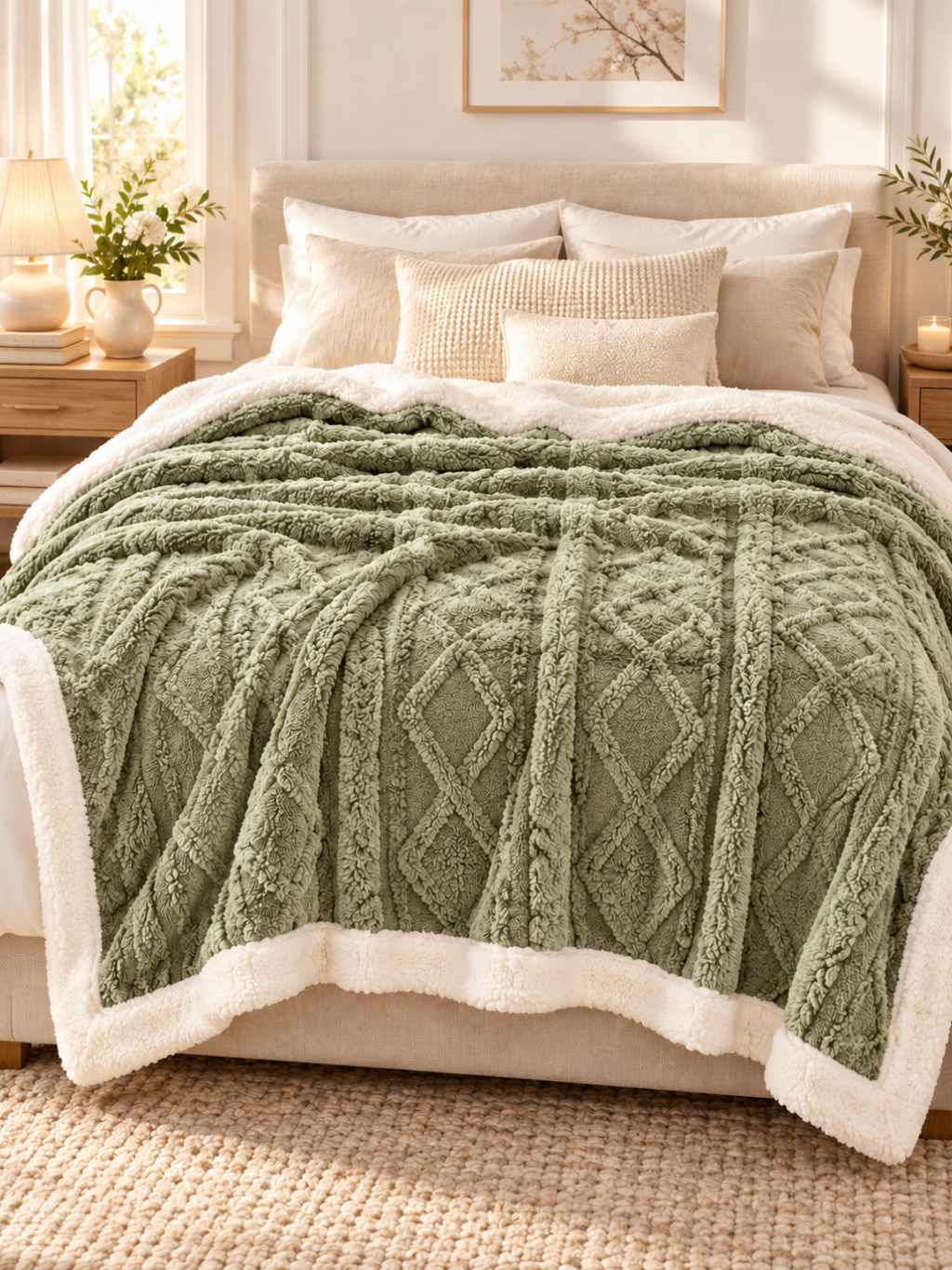 Sherpa Coral Fleece Throw Blanket