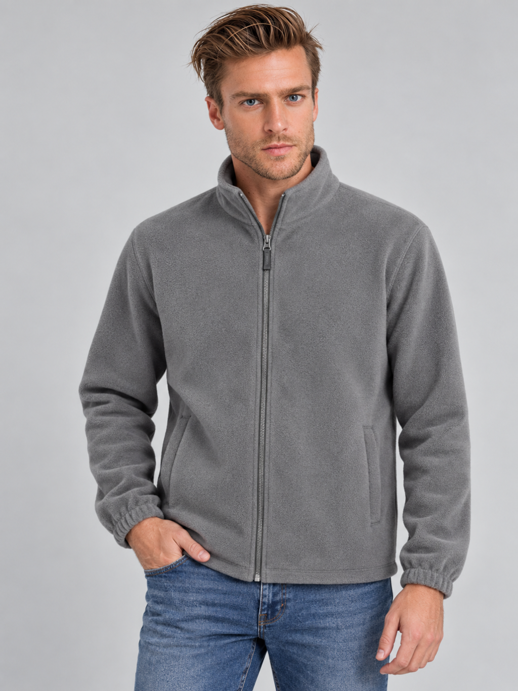 Men's Full-Zip Stand Collar Sweatshirt Jacket