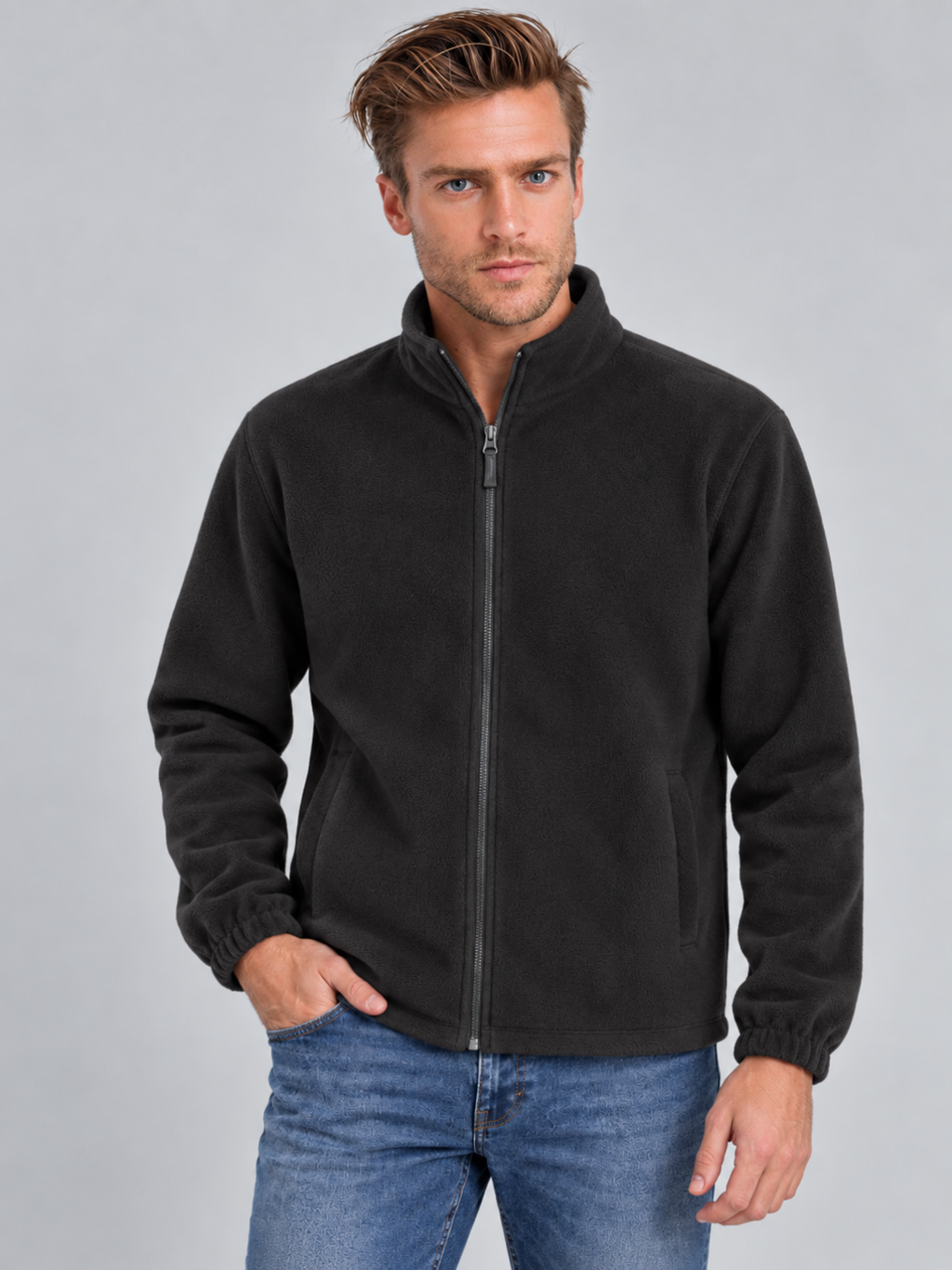 Men's Full-Zip Stand Collar Sweatshirt Jacket