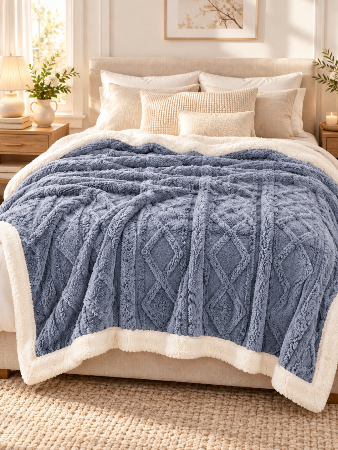 Sherpa Coral Fleece Throw Blanket
