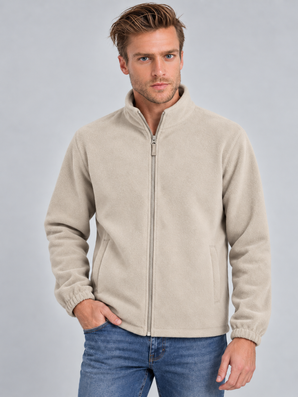 Men's Full-Zip Stand Collar Sweatshirt Jacket