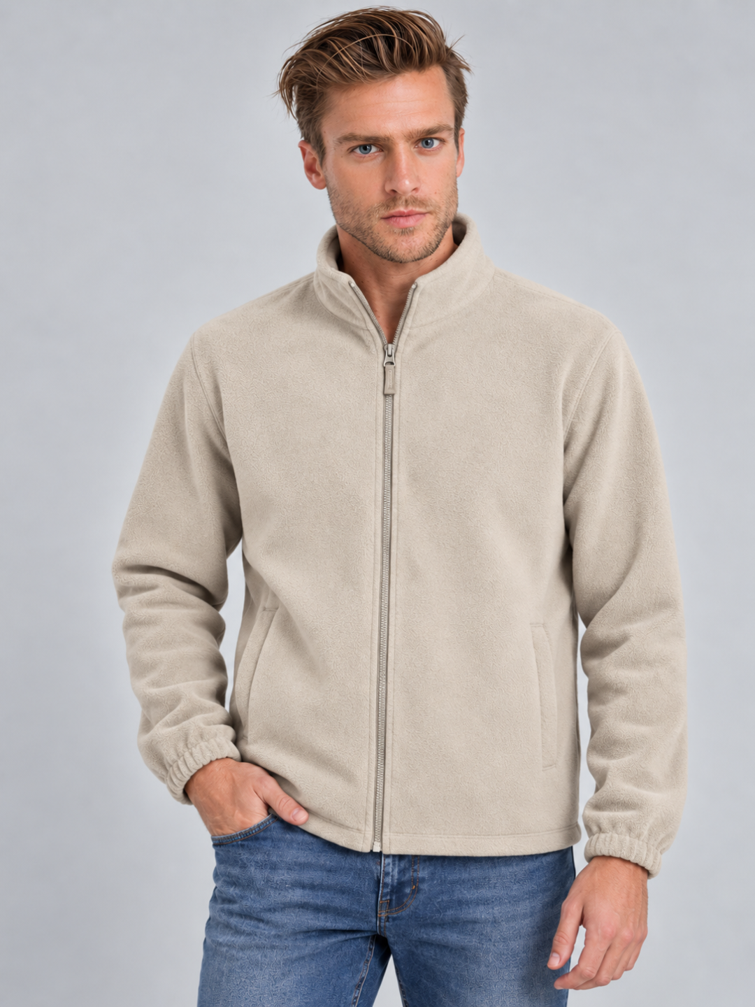 Men's Full-Zip Stand Collar Sweatshirt Jacket