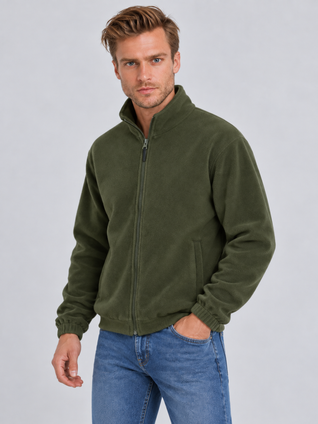 Men's Full-Zip Stand Collar Sweatshirt Jacket